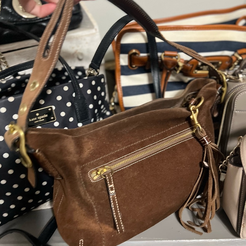 Brown Suede Shoulder Bag